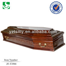 direct sale European style mahogany wood adult coffin made in China